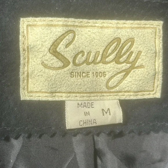 Vintage Scully Jacket Womens M Black Leather Western Fringe Studded Beaded Suede - Picture 4 of 16